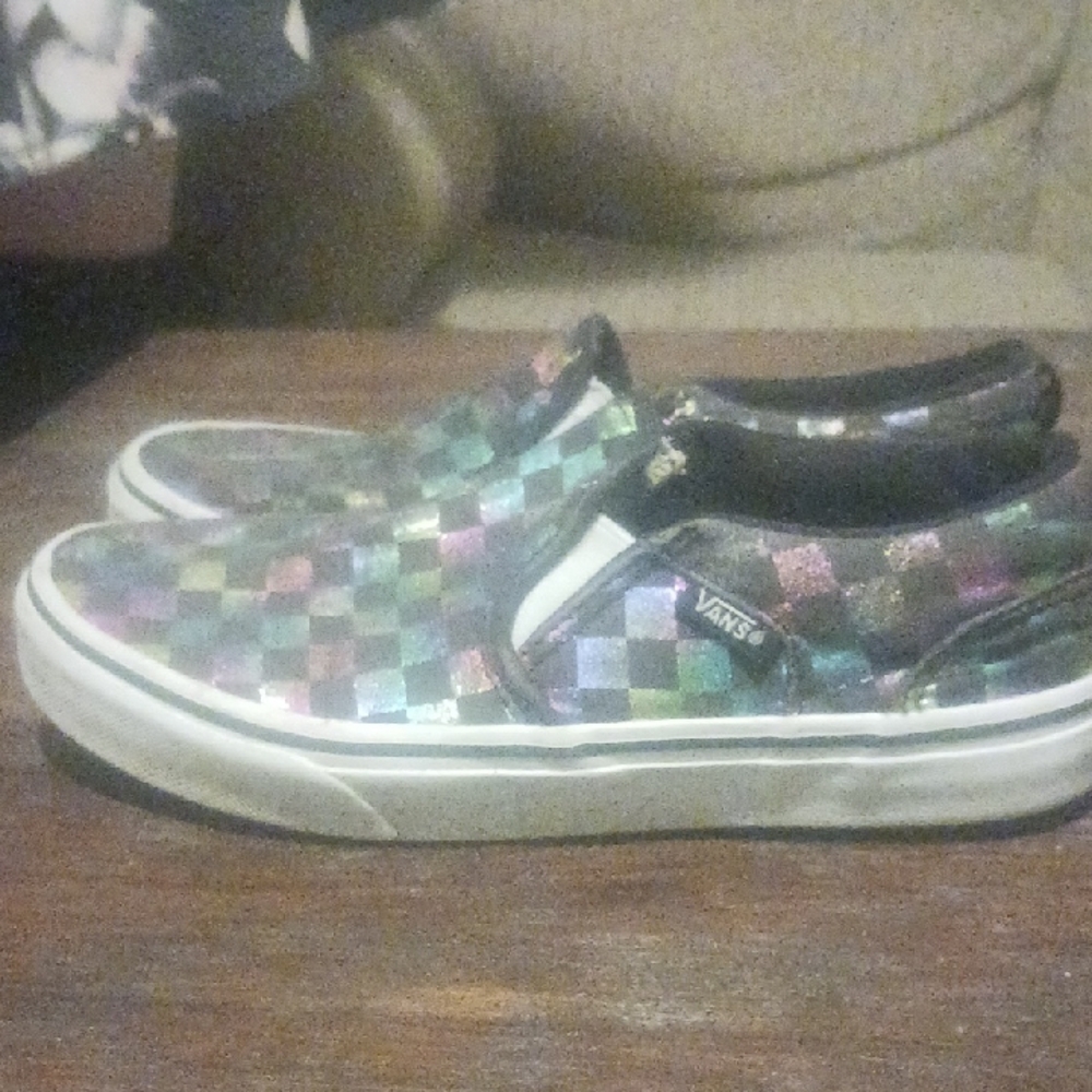 Vans Kids Multicolor Checkered Slip-On Shoes - Picture 4 of 8